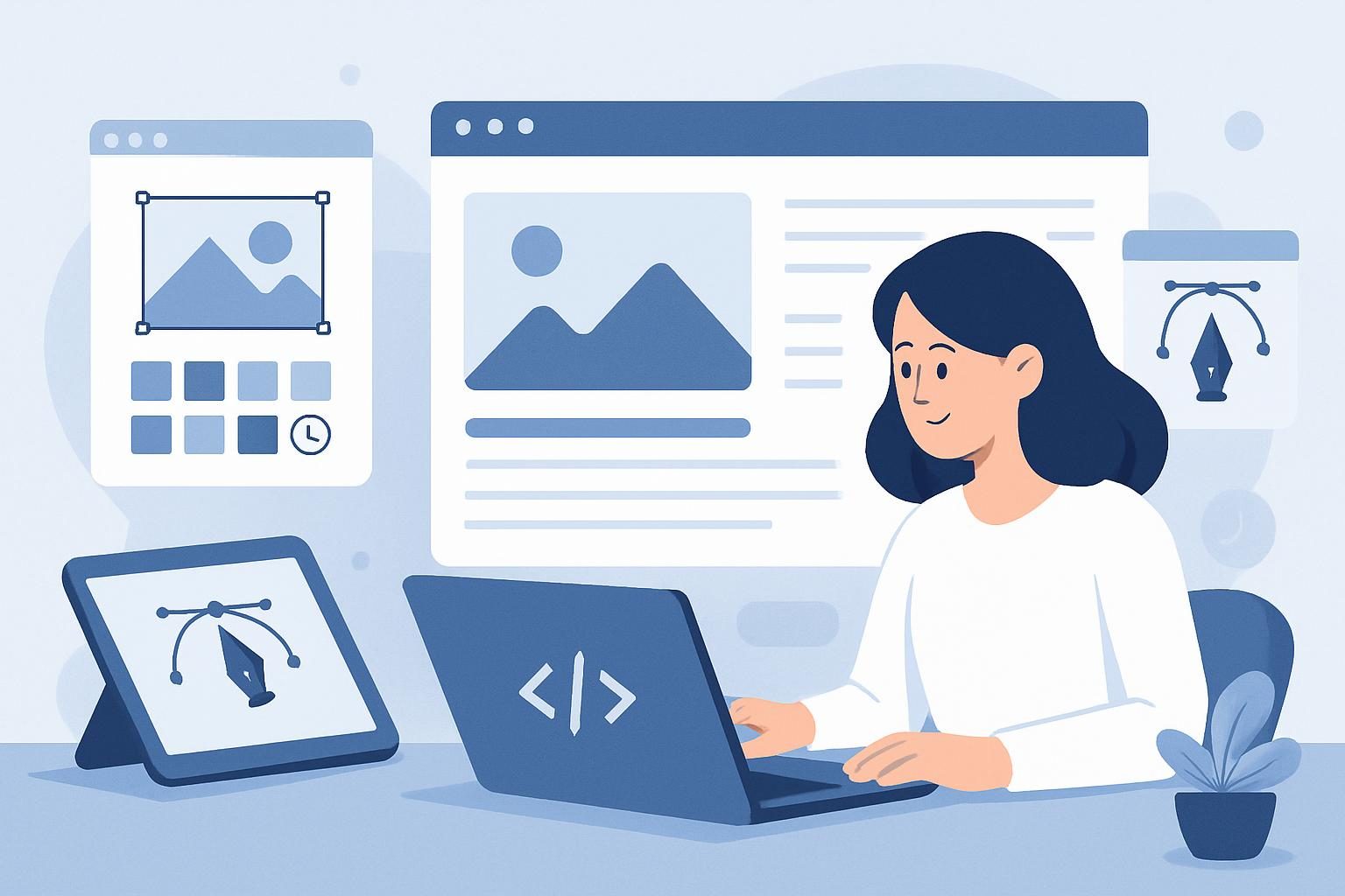 Illustration of AI assisting in website creation