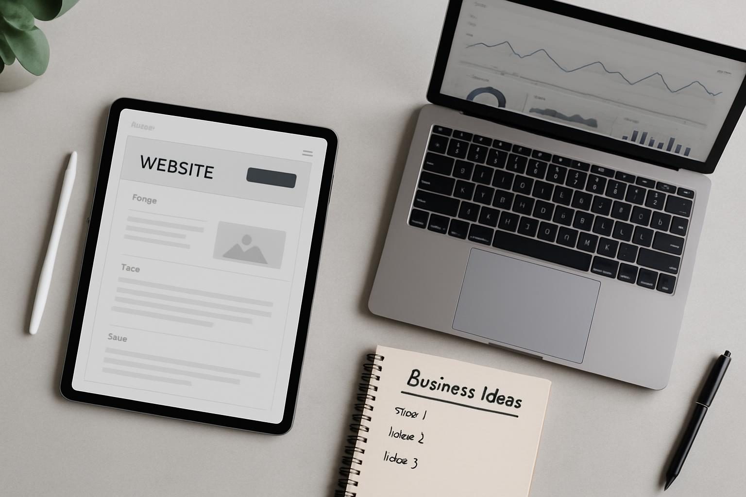 AI-driven website creation on a tablet and laptop