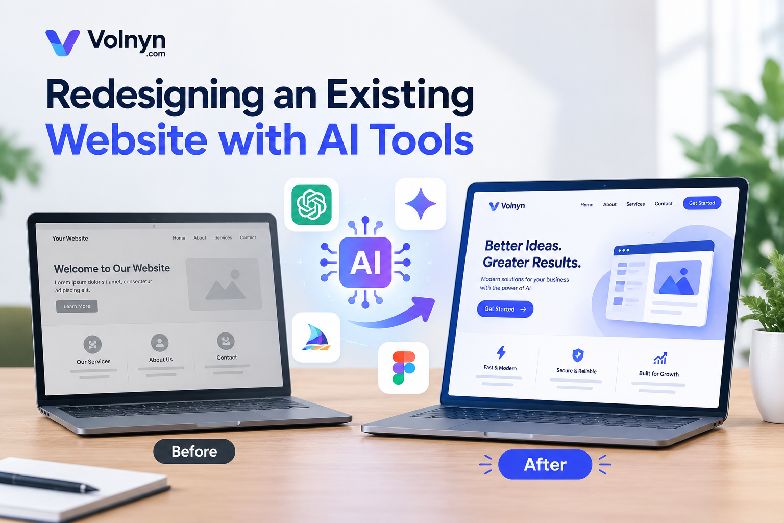 Redesigning an existing website with AI tools