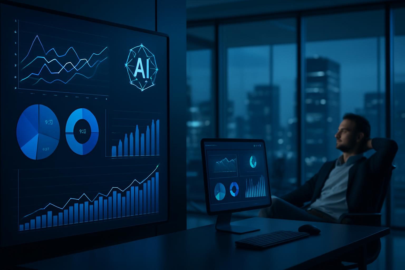 AI-driven business transformation with a futuristic interface
