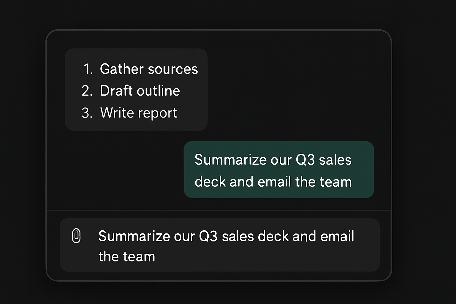 Prompting Agent with a clear goal and optional attachment