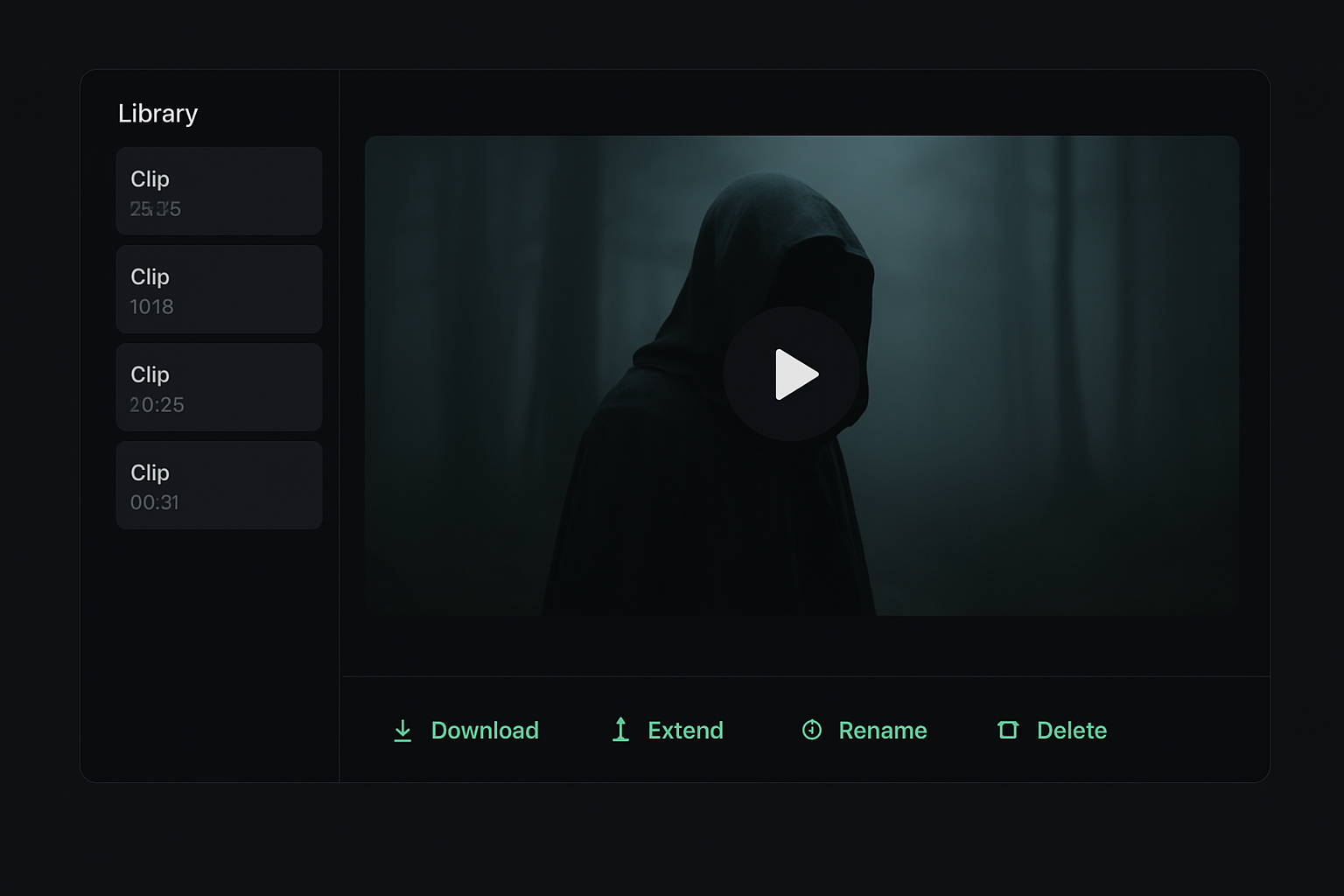 Finished video in the studio player