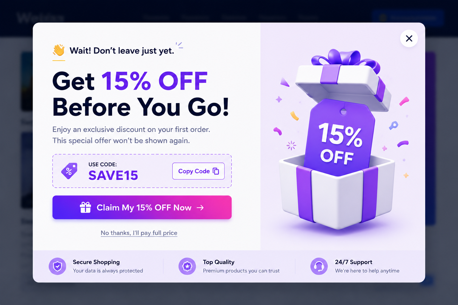 Exit Intent Popup